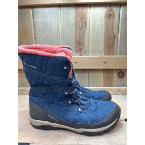 Columbia Womens Waterproof Techlite Winter Boots Size 10 Blue Coral
